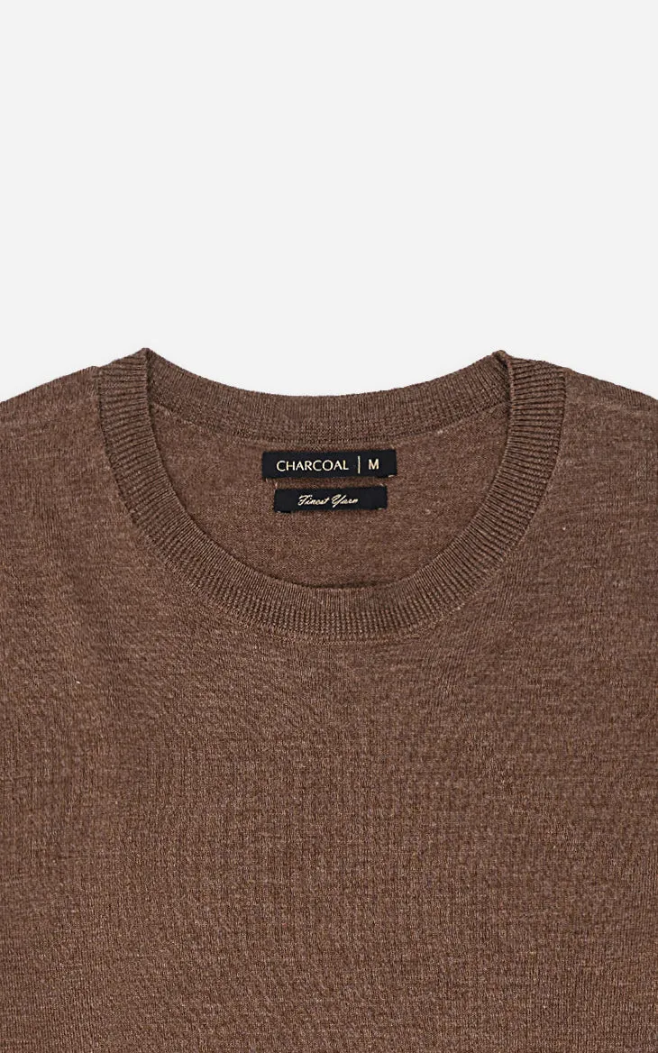 SWEATER CREW NECKLINE BROWN