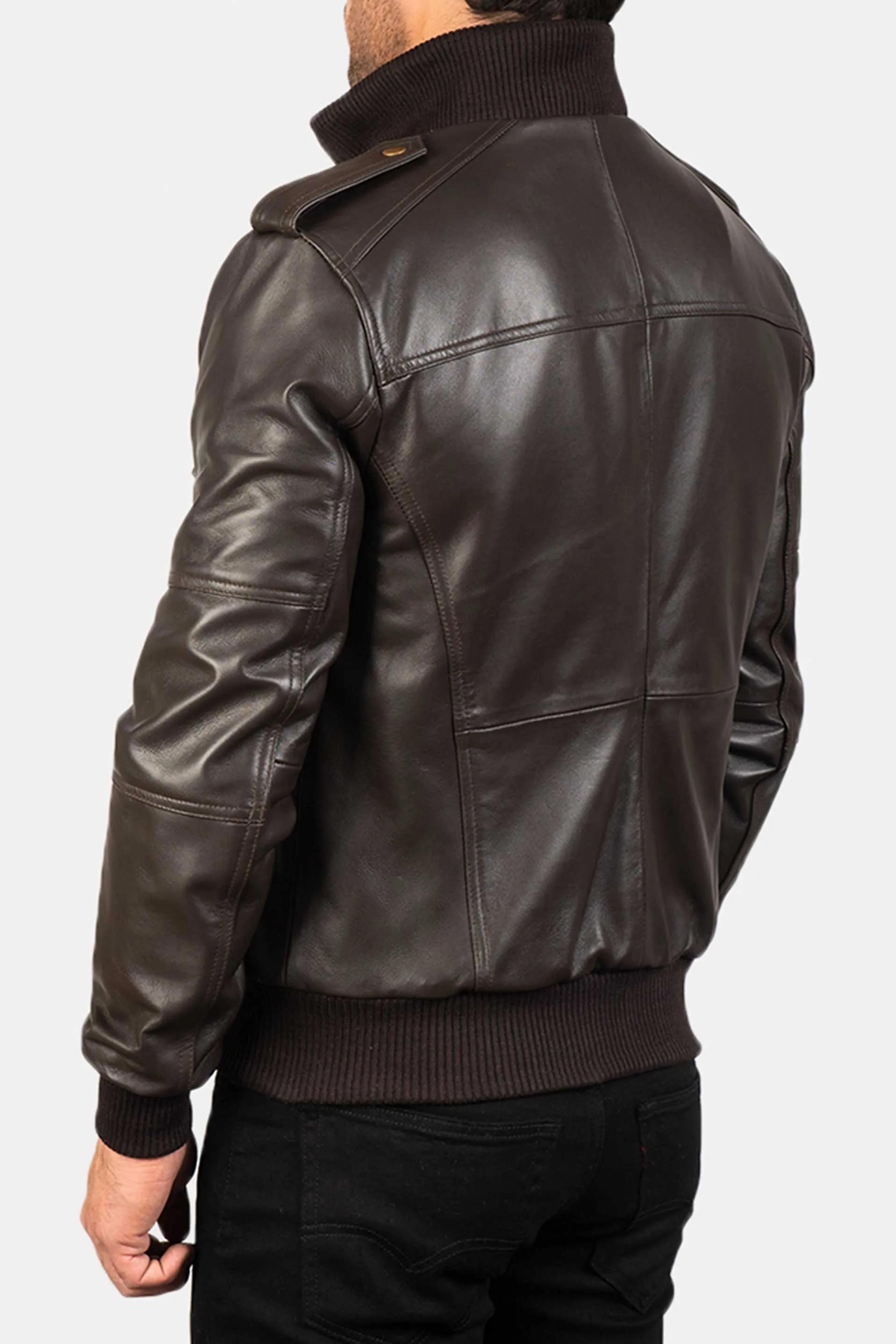 The Spy | Men's Brown Leather Bomber Jacket