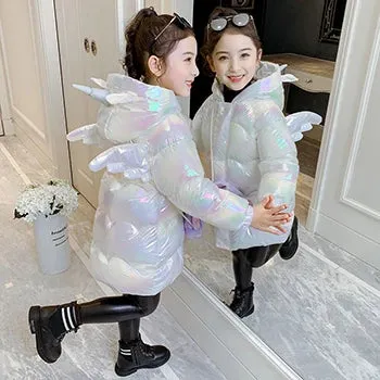 Toddler Girls Down Jacket Unicorn Hooded Winter Jacket For Girl Long Coat Waterproof Children Outwear 2-12 Years