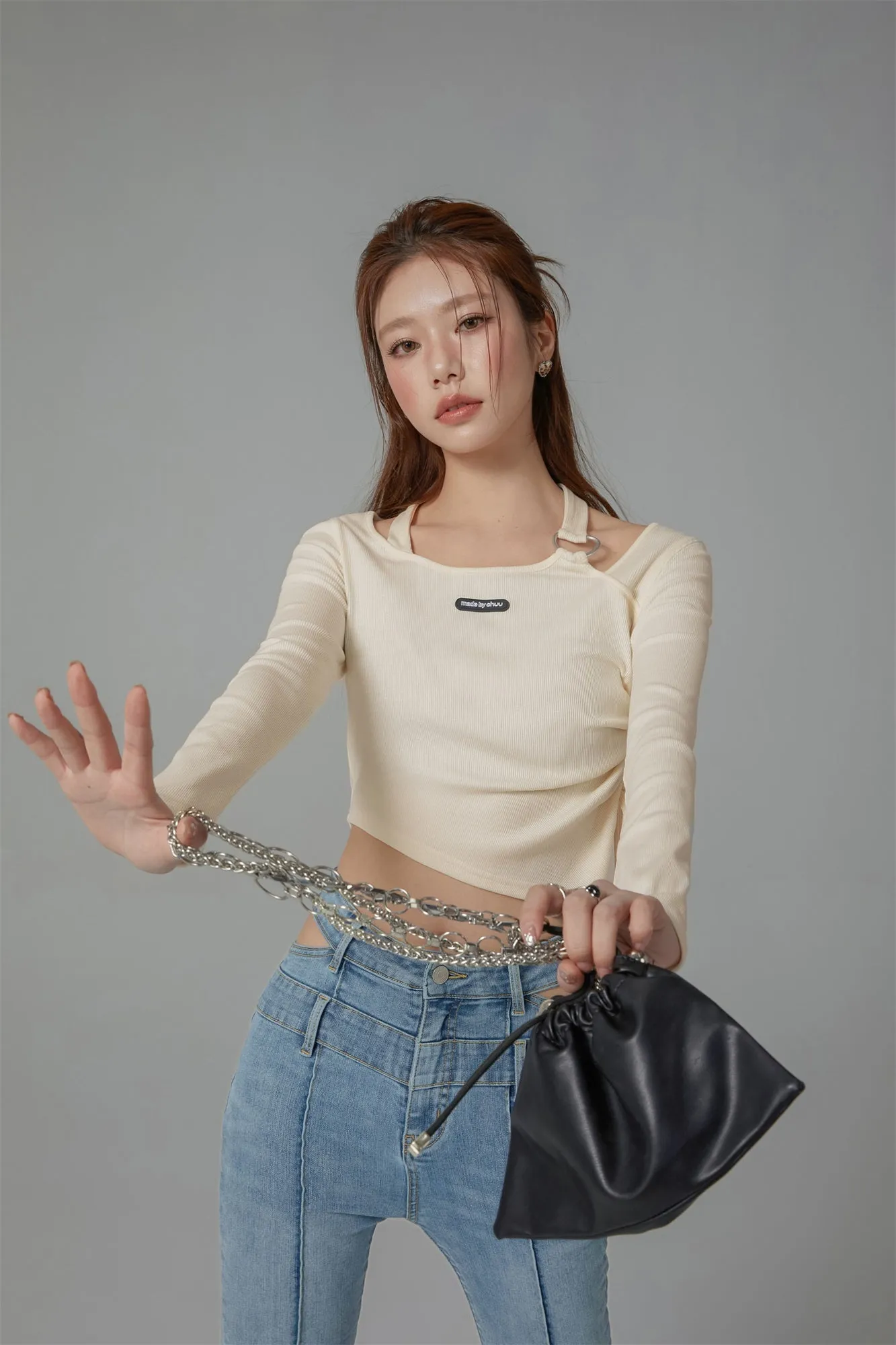 Unbalanced String Cropped T-Shirt