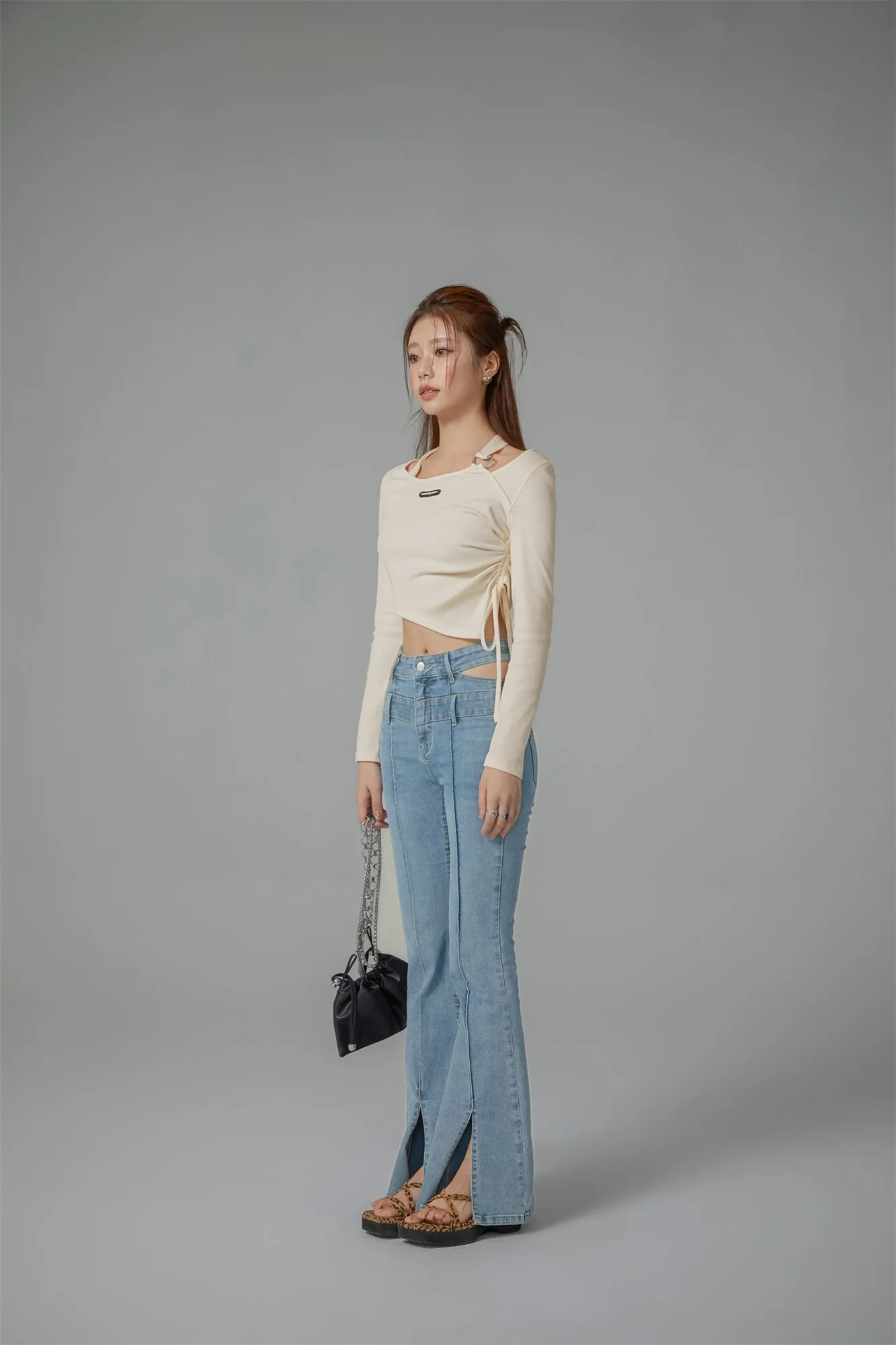 Unbalanced String Cropped T-Shirt