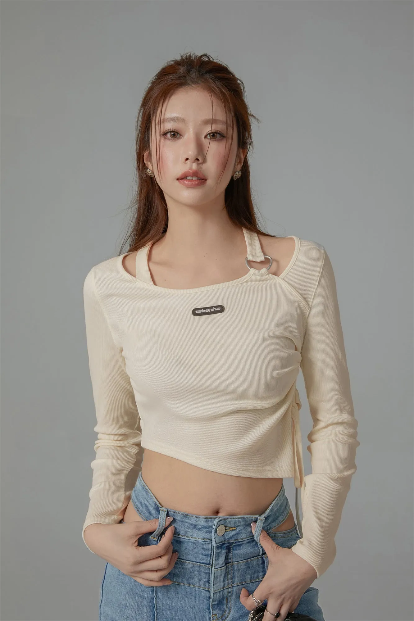 Unbalanced String Cropped T-Shirt