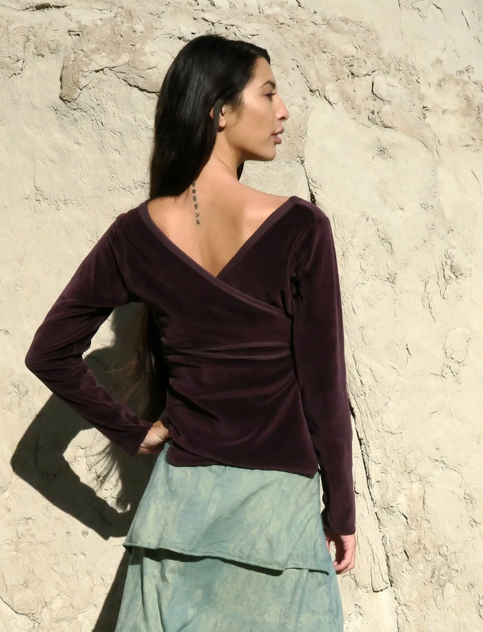 VELOUR Flip Wrap Simplicity Cropped Shirt