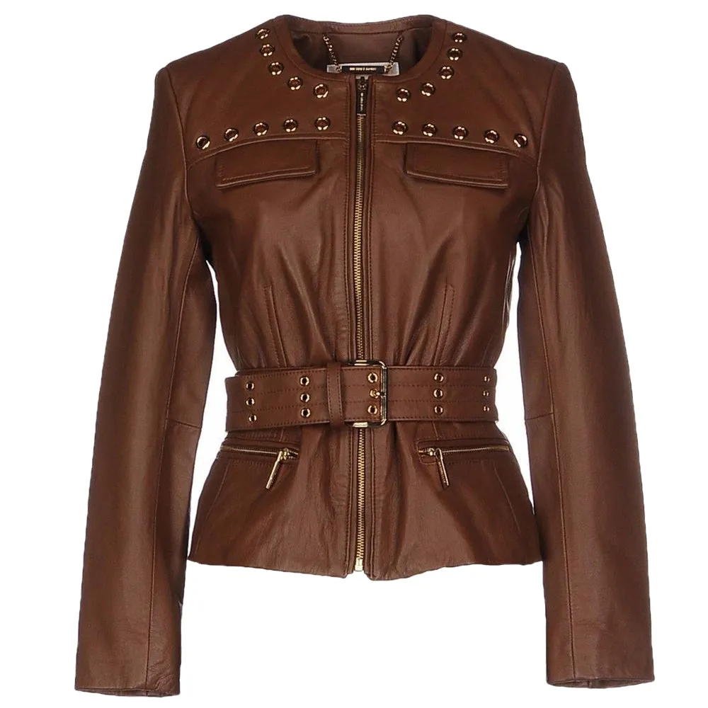 WOMEN GENUINE LEATHER BIKER JACKET