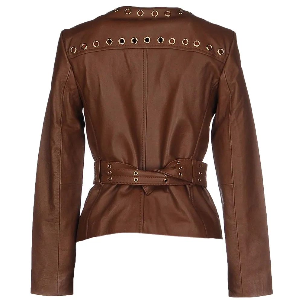 WOMEN GENUINE LEATHER BIKER JACKET