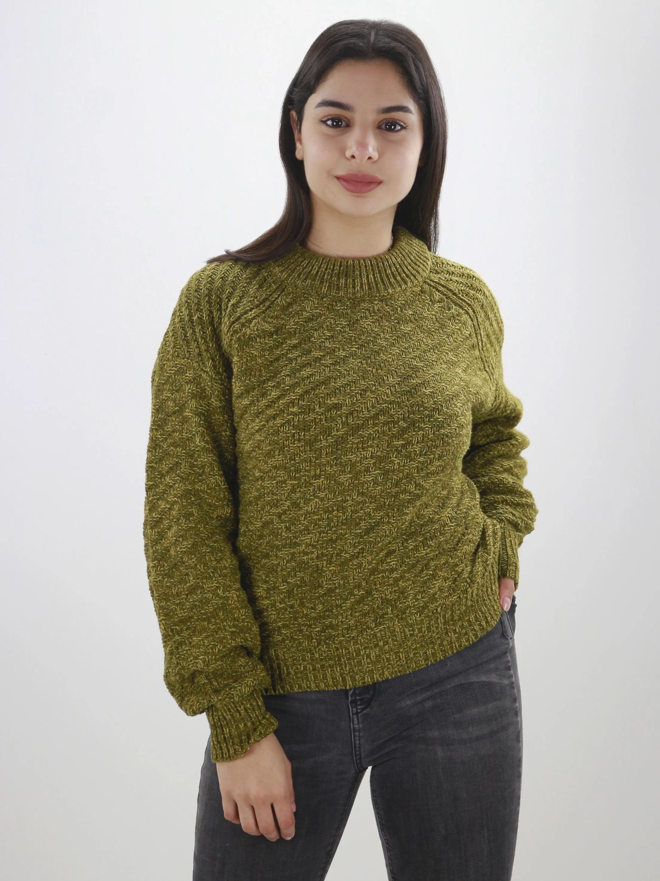 Women's Ribbed Textured Sweaters,Olive