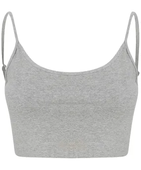 Womens sustainable fashion cropped cami top with adjustable straps | Heather Grey