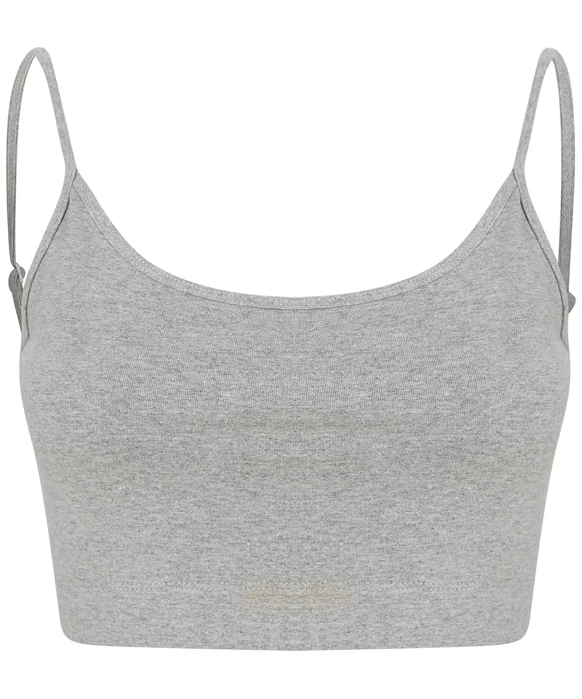 Womens sustainable fashion cropped cami top with adjustable straps | Heather Grey